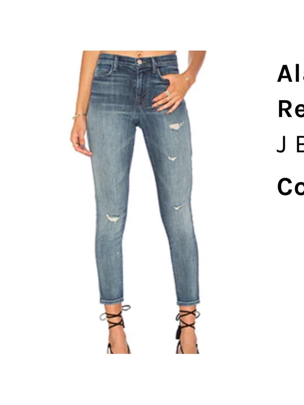 J Brand Distressed High-Rise Cropped Skinny Jeans in Blue